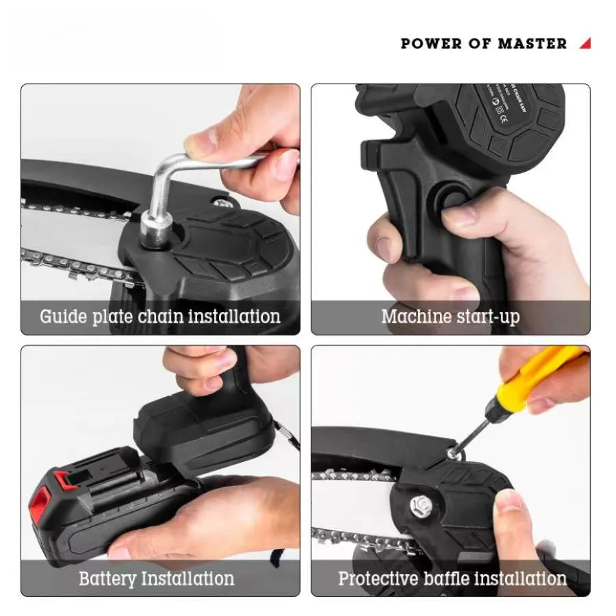4-inch black lithium battery chain saw