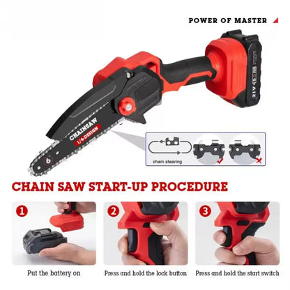 4-inch/6-inch red lithium battery chain saw