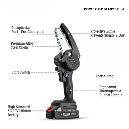 4-inch black lithium battery chain saw