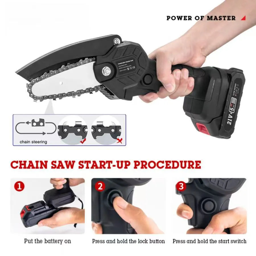 4-inch black lithium battery chain saw