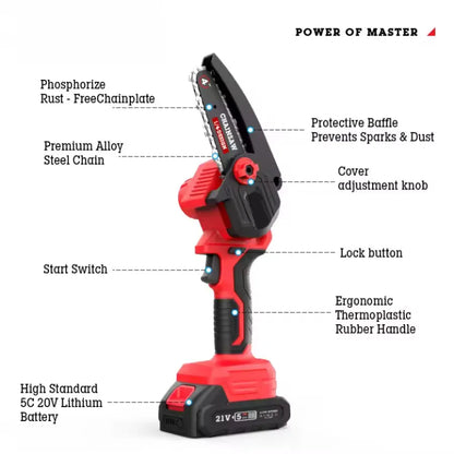 4-inch/6-inch red lithium battery chain saw