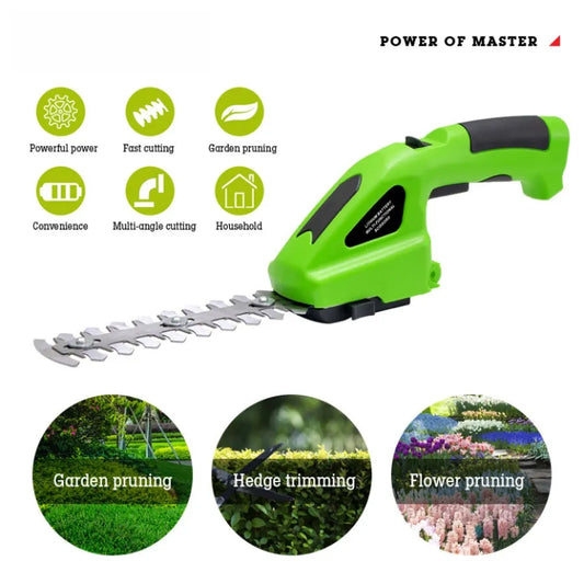 2-in-1 handheld hedge trimmer & electric lawn trimmer